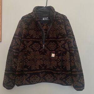 Carhartt Brown and Black Zip Up Sweater